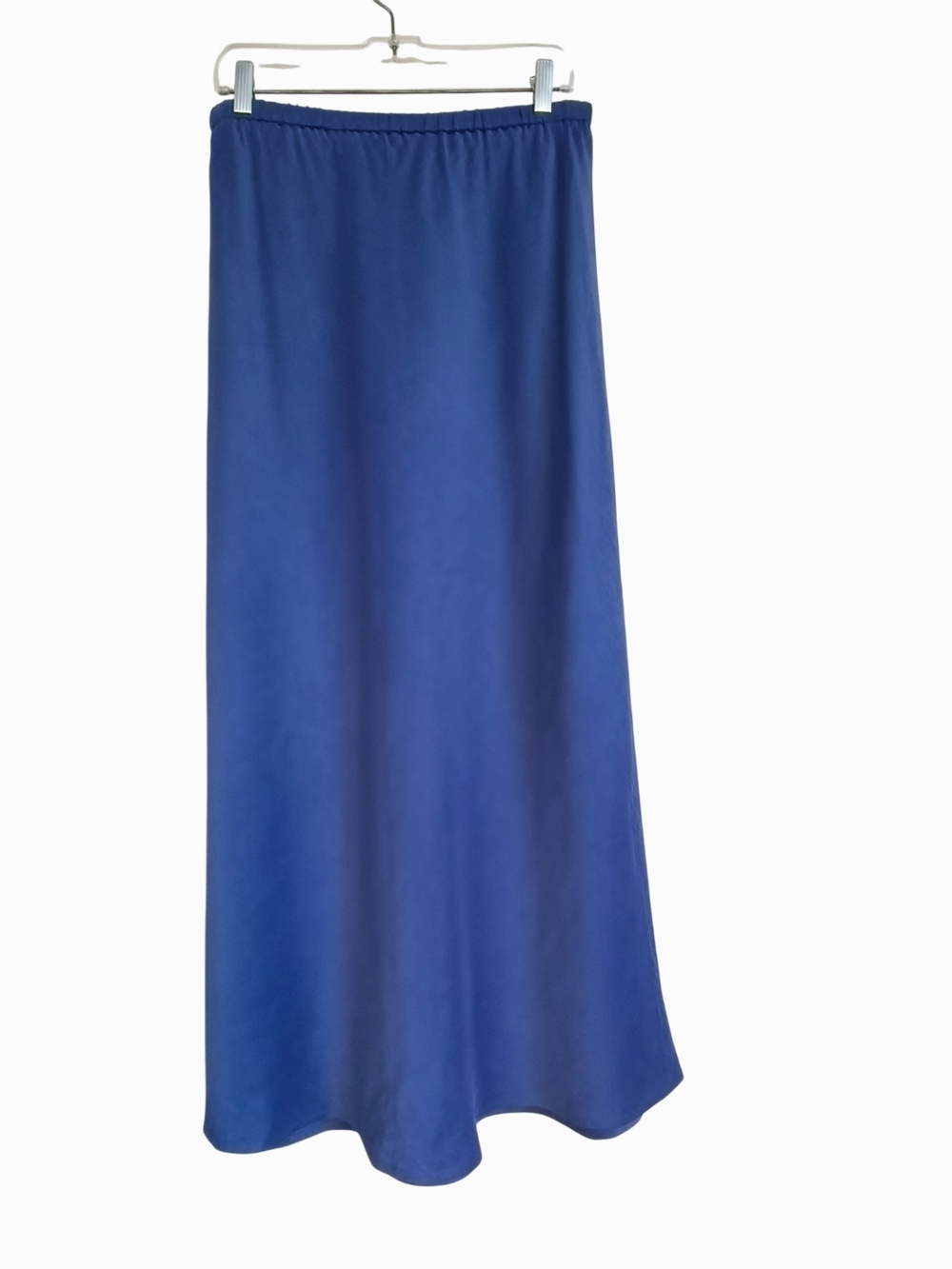 Eileen Fisher Silk Linen Elastic Waist Bias Cut Maxi Skirt Royal Blue Size M